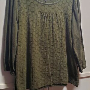 Christopher & Banks Textured Olive Blouse